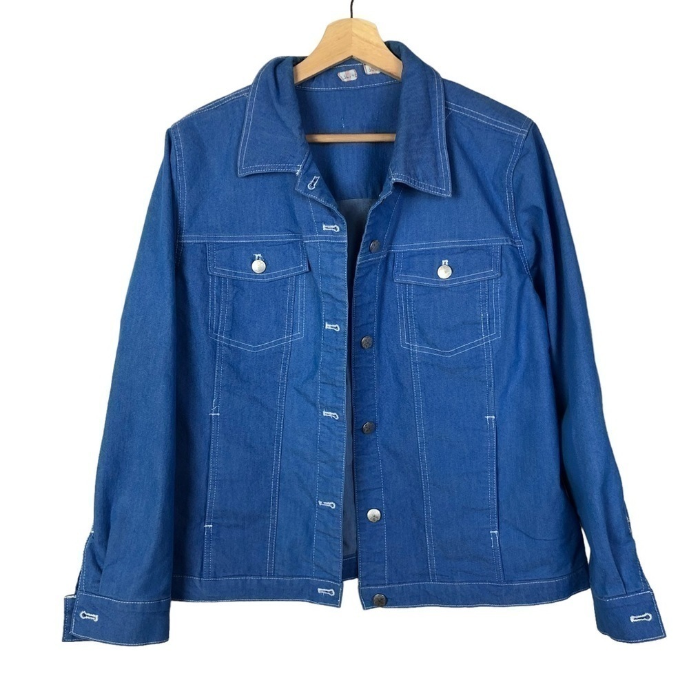 Denim & Co‎ Indigo Blue Wash Button Down Trucker Jean Jacket M